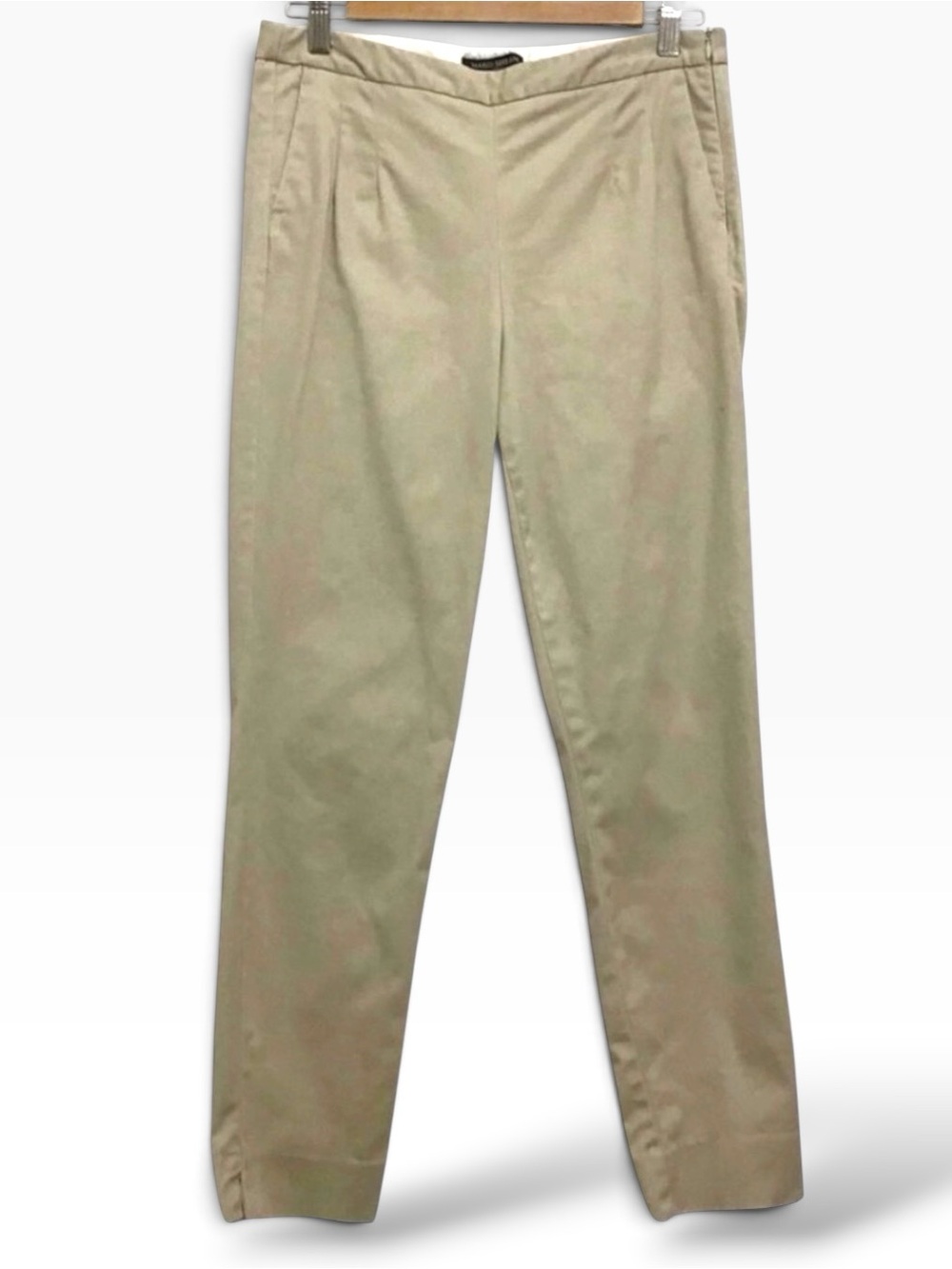 Mario Serrani beige trouser pants cotton/spandex neutral tone pockets casual 6